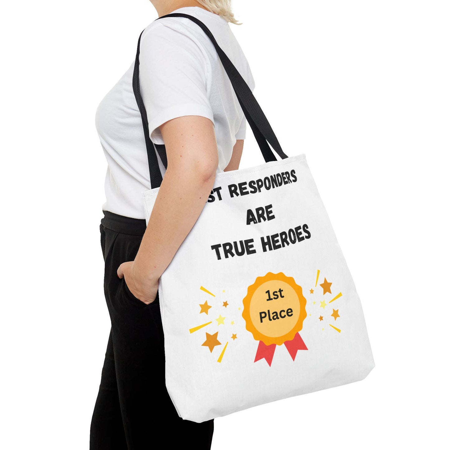 First Responders Hero Tote Bag, Appreciation Gift, Durable Shopping Bag, 1st Place Recognition, Perfect for Nurses, Firefighters, and EMTs