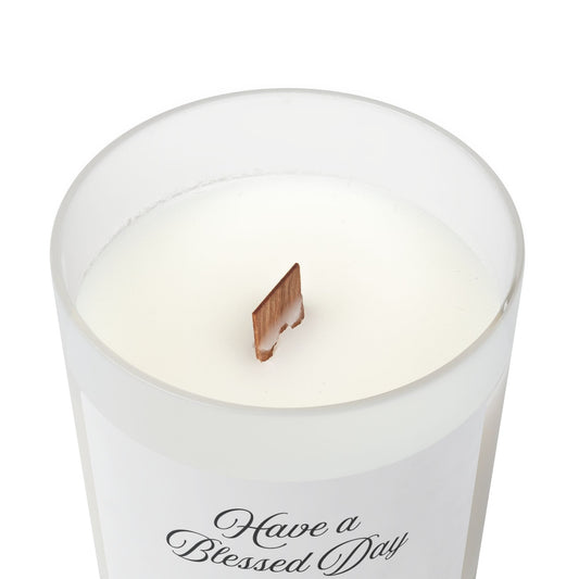 Have a Blessed Day Frosted Glass Candle – 11oz Floral Scented Gift