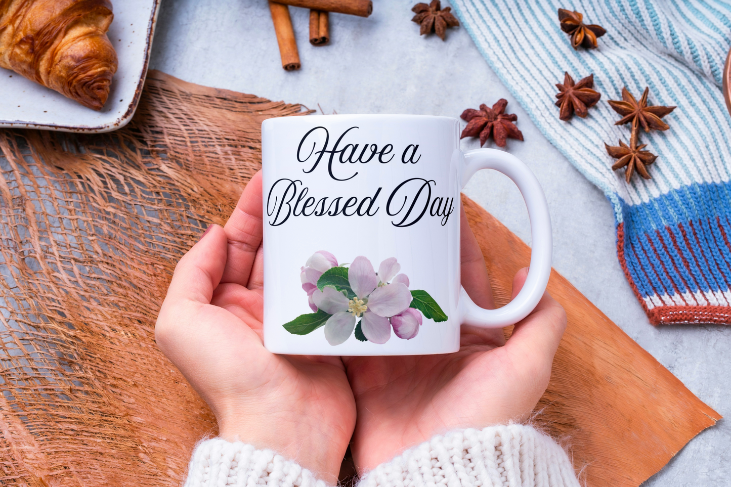 Have a Blessed Day Coffee Cup, Floral Tea Mug Gift for Her, Inspirational Quote Mug, Mother's Day Gift, Positive
