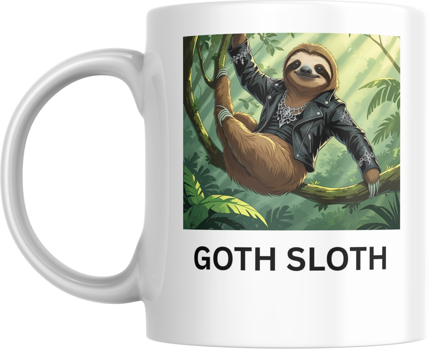 Goth Sloth Ceramic Mug - Quirky Gift for Animal Lovers, Coffee Cup, Unique Drinkware, Fun Kitchen Decor, Tea Mug