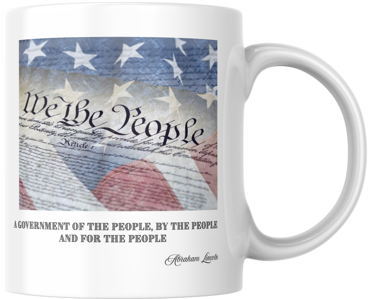 Patriotic Mug, Constitution & Lincoln Quote, Motivational Coffee Cup, America Pride Gift, USA History Tea Mug