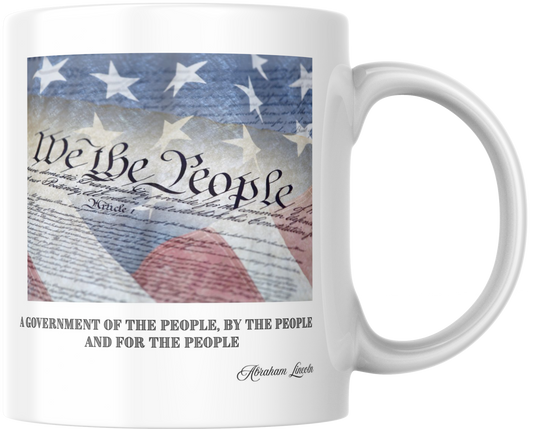 Patriotic Mug, Constitution & Lincoln Quote, Motivational Coffee Cup, America Pride Gift, USA History Tea Mug