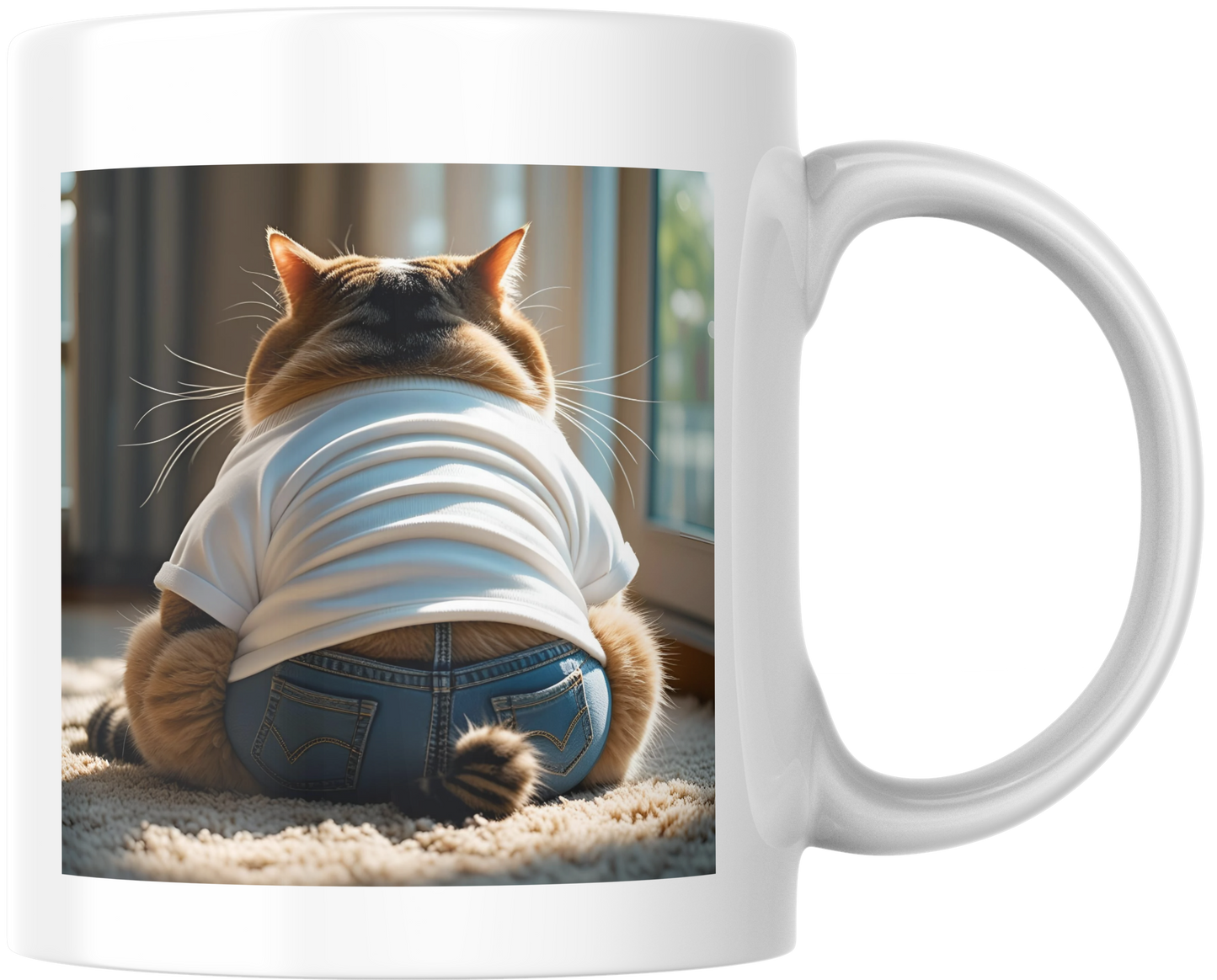 Cute Cat Ceramic Mug | Perfect Gift for Cat Lovers | Funny, Personalized Drinkware | Home Kitchen Decor, Pet Lover's Coffee Mug Funny Cat, Fat Cat