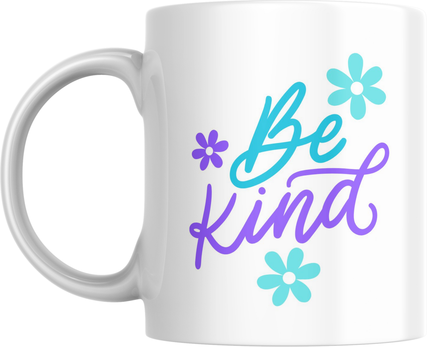 Be Kind Ceramic Mug, Inspirational Coffee Cup, Motivational Drinkware, Turquoise and Purple Kitchen Decor, Gift for Her, Positive Reminder