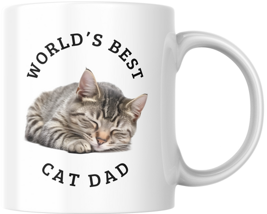 Cat Lover Ceramic Mug - Best Cat Dad Gift for Pet Owners, Coffee Lover, Birthday, Father's Day