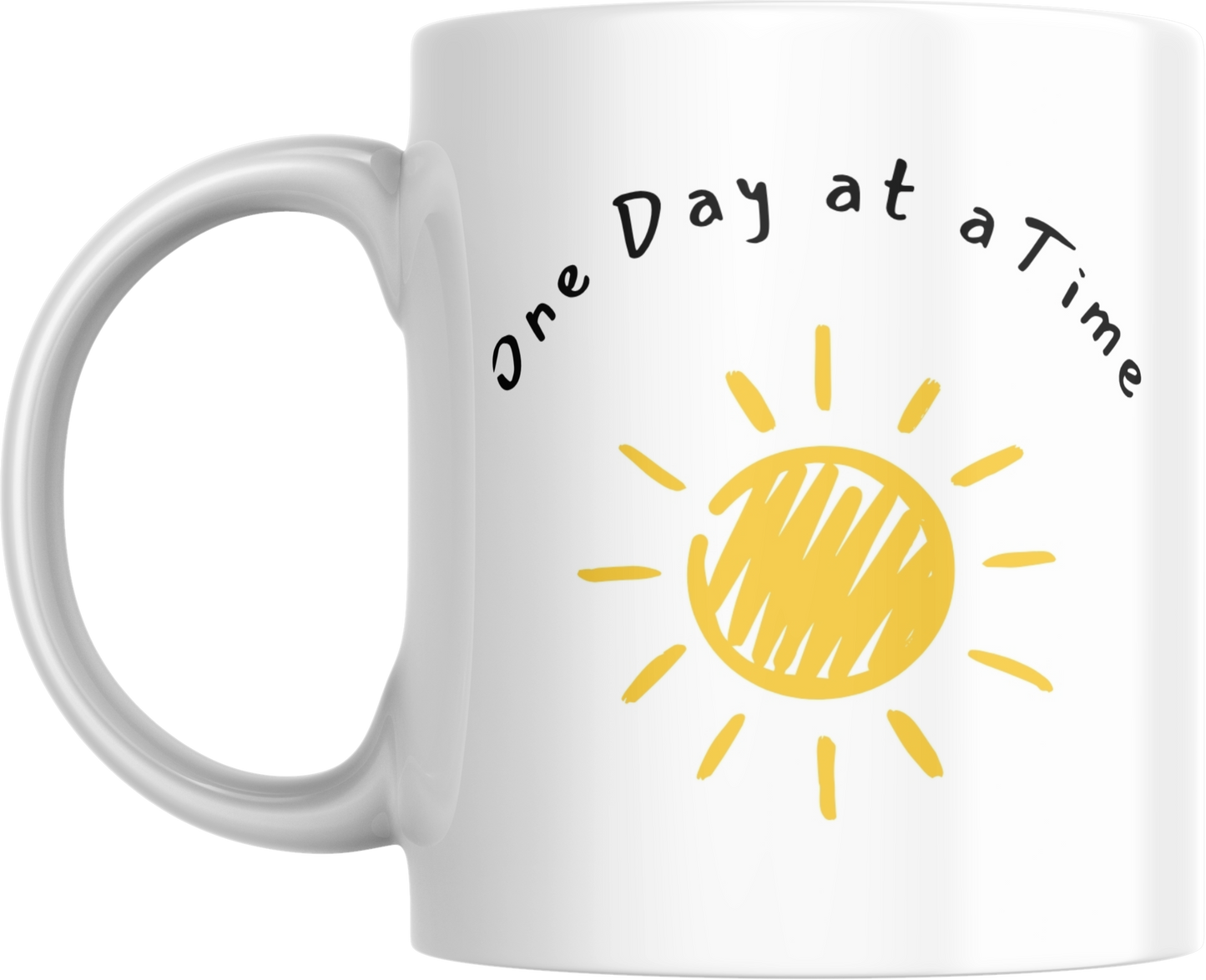 Inspirational Ceramic Mug - One Day at a Time, Daily Motivation, Gift for Her, Office Coffee Cup, Uplifting Drinkware