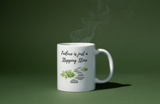 Motivational Ceramic Mug, Failure is Just a Stepping Stone, Inspirational Coffee Cup, Positive Affirmation Drinkware, Encouragement