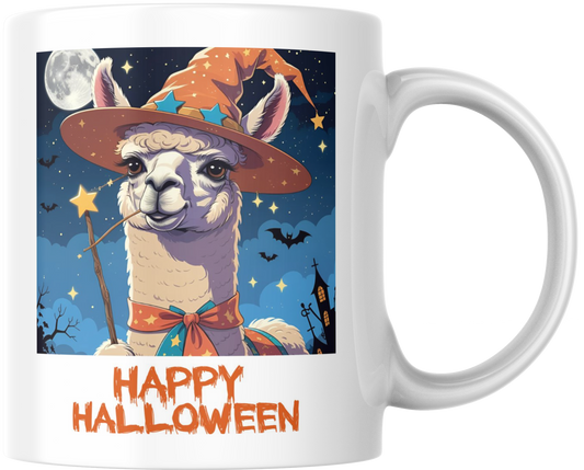 Llama Halloween Ceramic Mug, Spooky Witch Costume Coffee Cup, Trick or Treat Tea Mug, Halloween Gift, Witchy Decor, Fall Kitchen Accessories