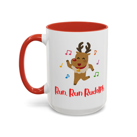 Playful Christmas Coffee Mug - "Run, Run Rudolph"