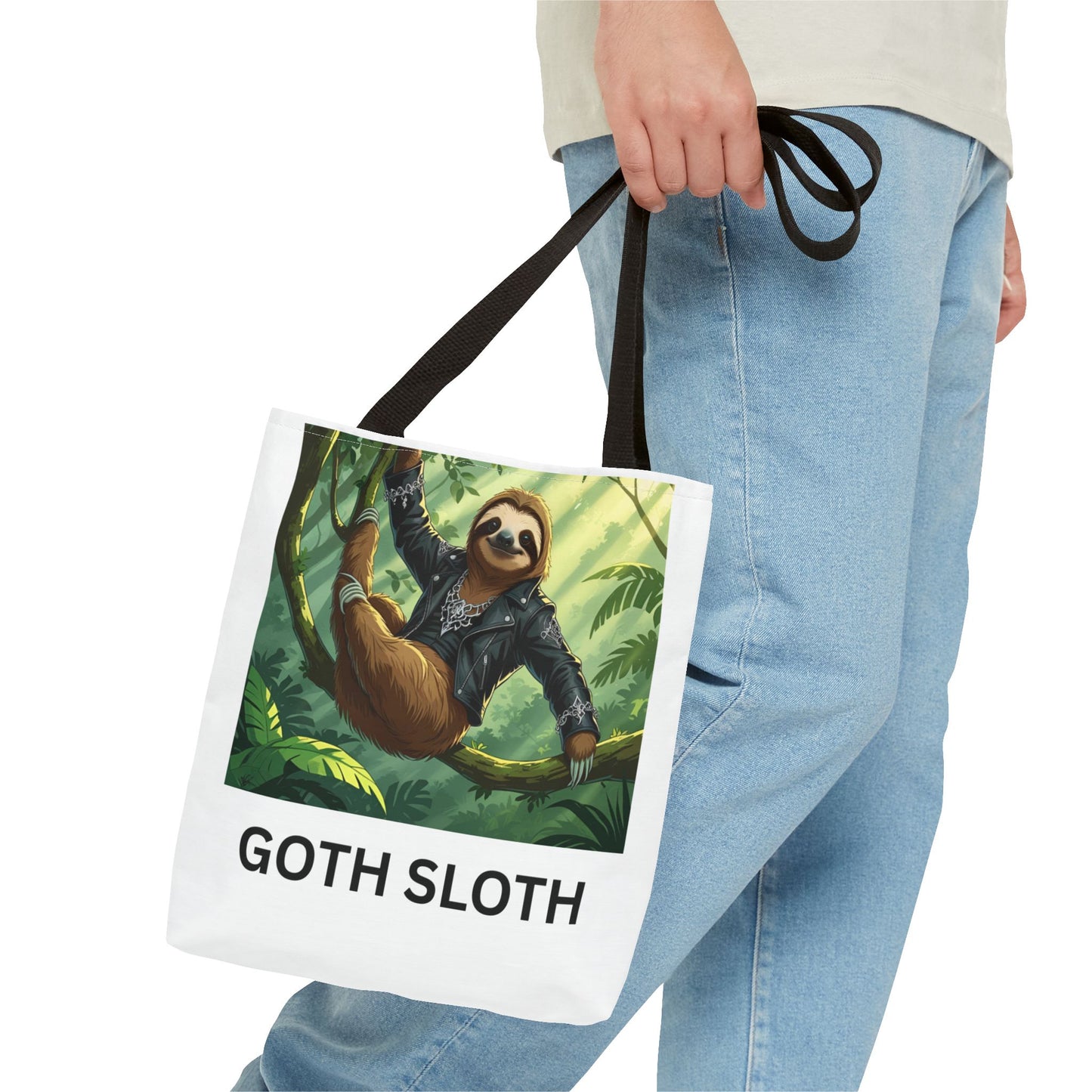 Goth Sloth Tote Bag, Cute Sloth Bag, AOP Tote, Eco-Friendly Bag, Gifts for Sloth Lovers, Unique Art Tote