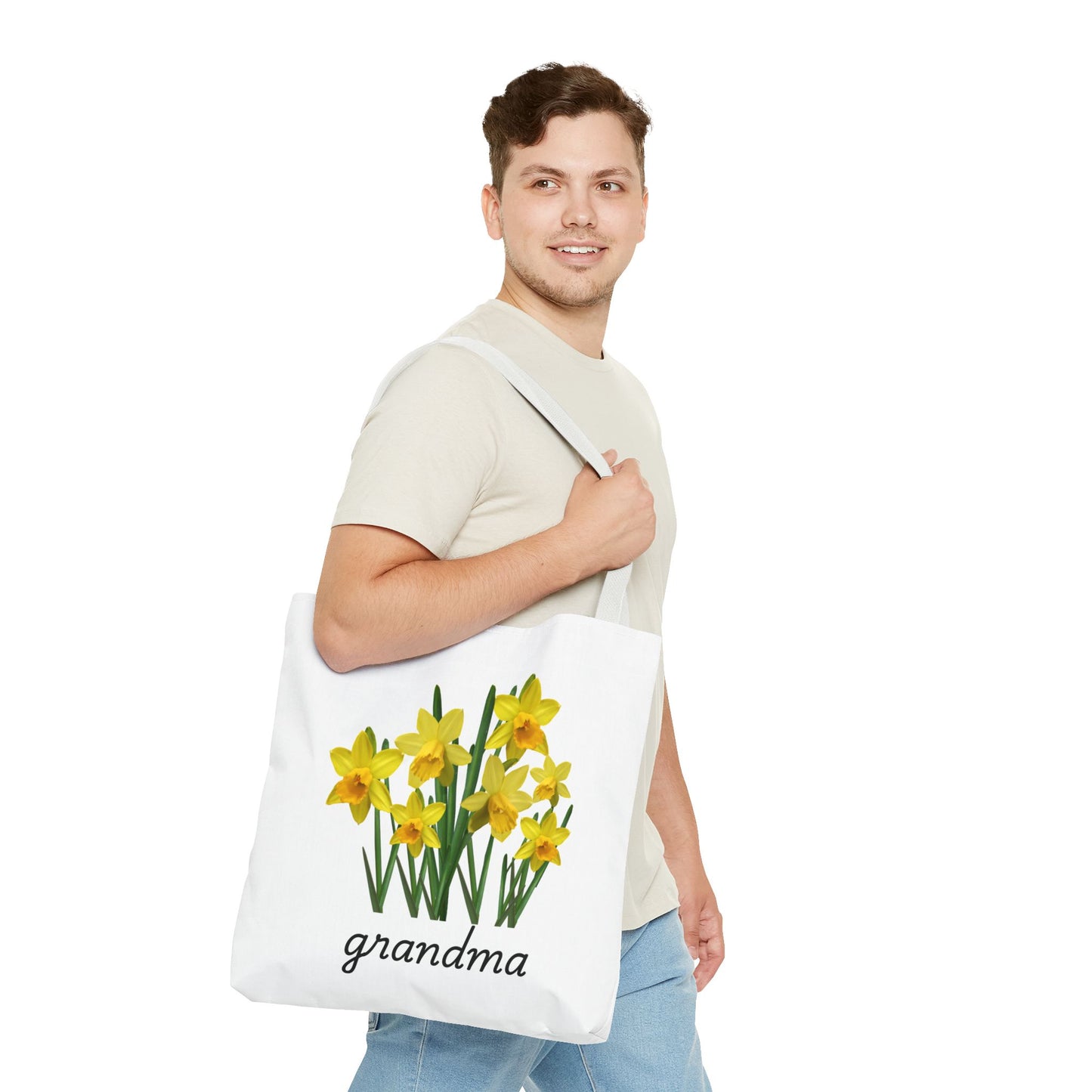 Floral Grandma Tote Bag, Gift for Grandma, Mother's Day Tote, Eco-Friendly Shopping Tote
