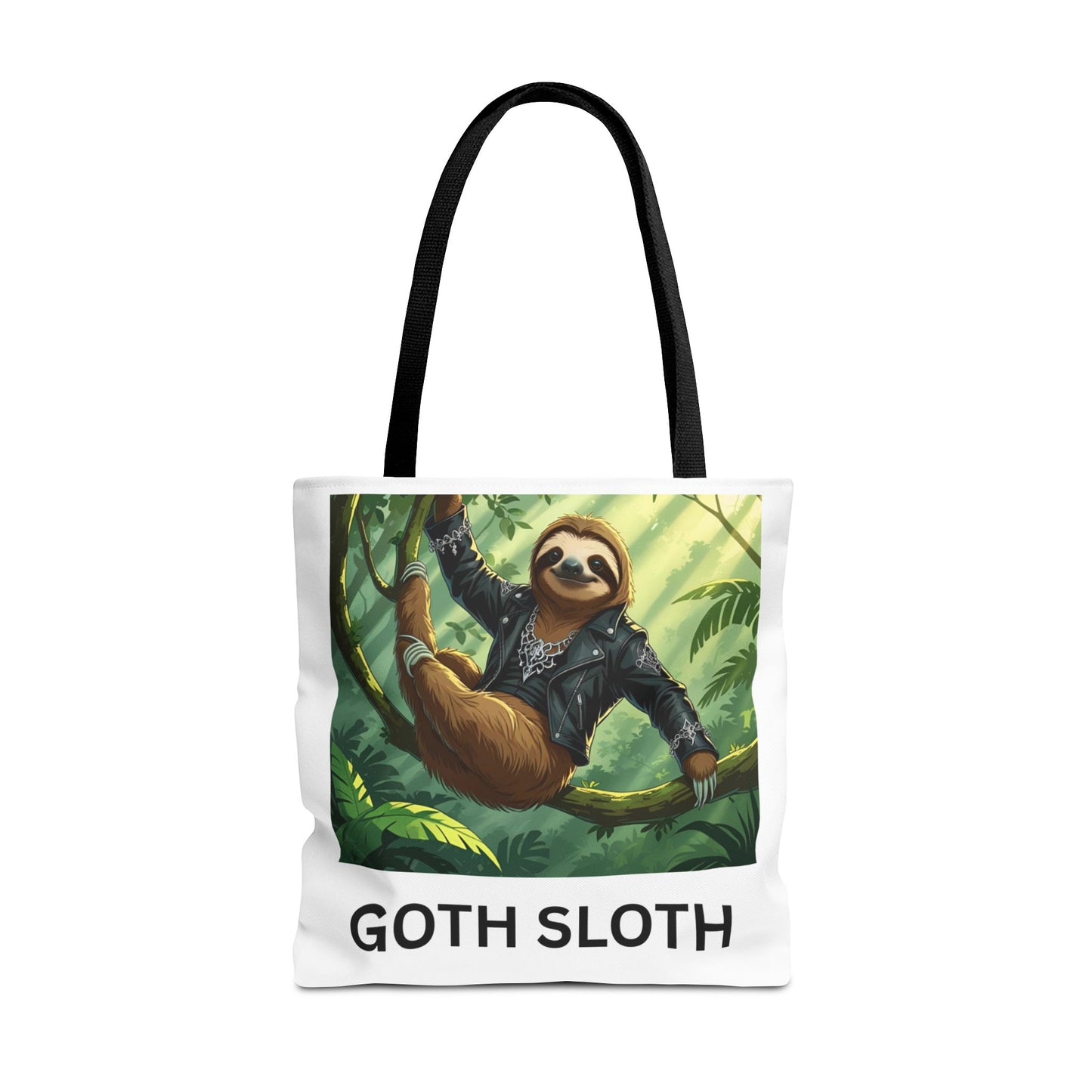 Goth Sloth Tote Bag, Cute Sloth Bag, AOP Tote, Eco-Friendly Bag, Gifts for Sloth Lovers, Unique Art Tote