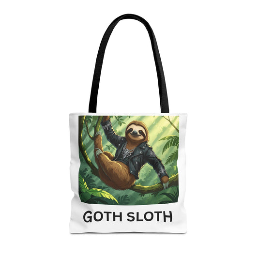 Goth Sloth Tote Bag, Cute Sloth Bag, AOP Tote, Eco-Friendly Bag, Gifts for Sloth Lovers, Unique Art Tote