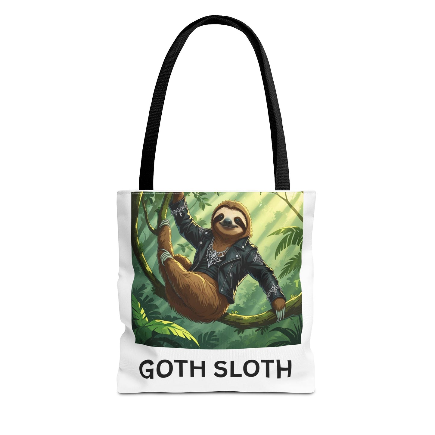 Goth Sloth Tote Bag, Cute Sloth Bag, AOP Tote, Eco-Friendly Bag, Gifts for Sloth Lovers, Unique Art Tote
