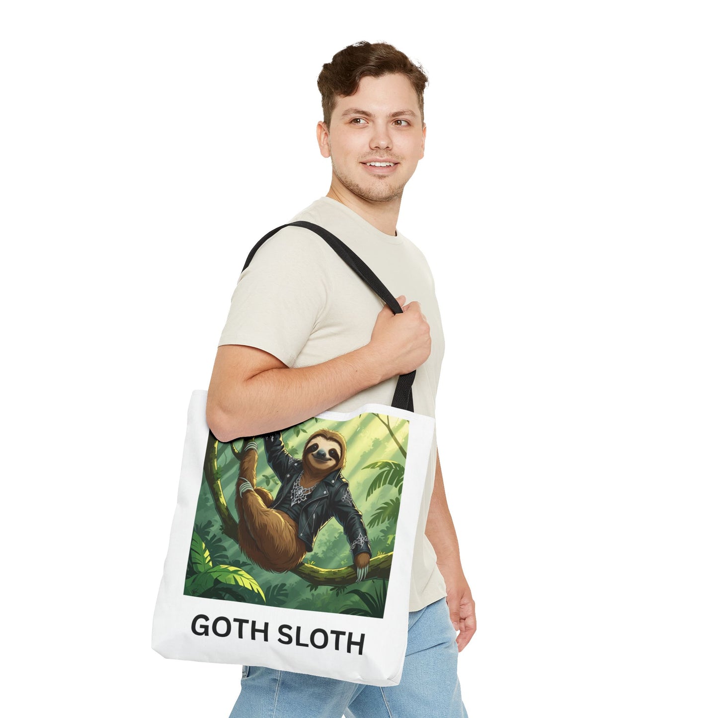 Goth Sloth Tote Bag, Cute Sloth Bag, AOP Tote, Eco-Friendly Bag, Gifts for Sloth Lovers, Unique Art Tote