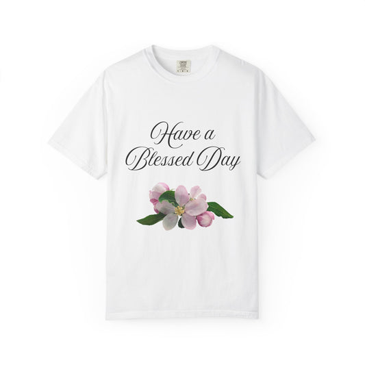 Blessed Day Floral Tee - Unisex Garment-Dyed T-Shirt, Positive Vibes Shirt, Gift for Friends, Casual Wear, Everyday Comfort