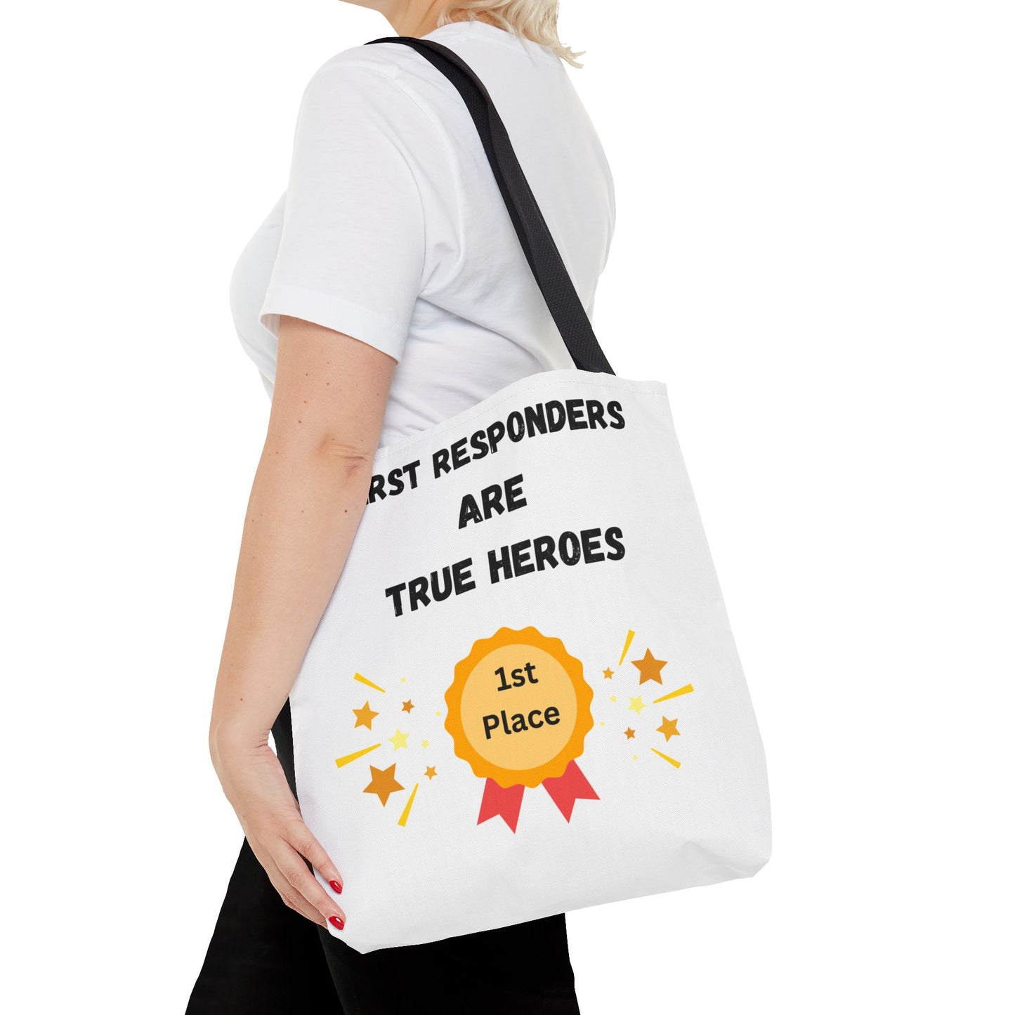 First Responders Hero Tote Bag, Appreciation Gift, Durable Shopping Bag, 1st Place Recognition, Perfect for Nurses, Firefighters, and EMTs
