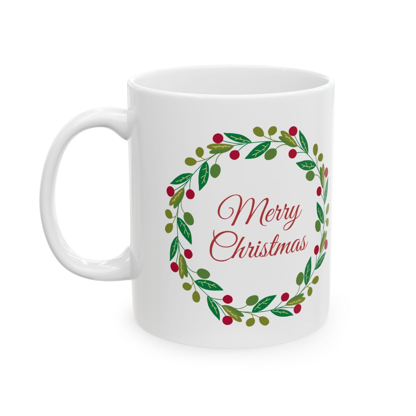 Christmas Wreath Mug - Holiday Coffee Cup, Decorative Drinkware, Festive Gift Idea