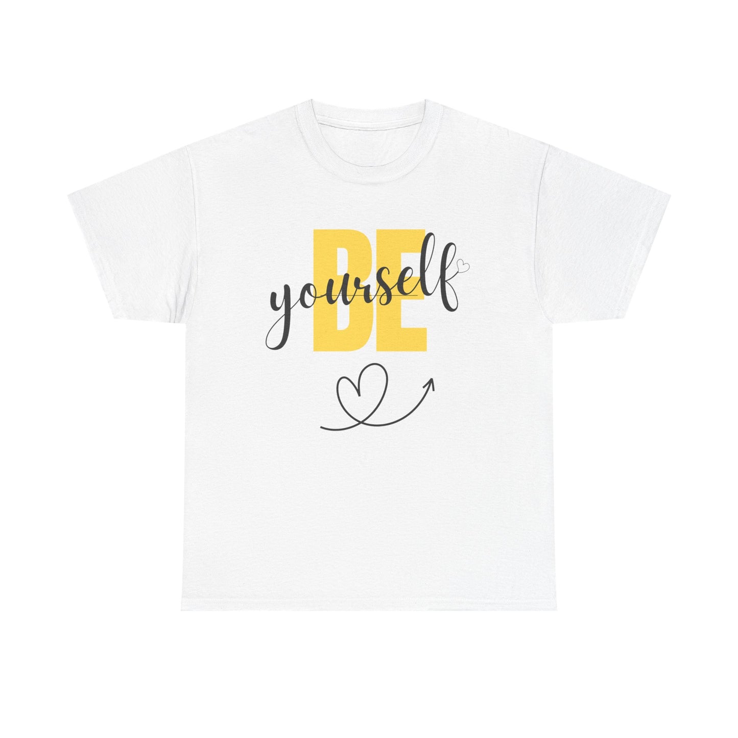 T-Shirt — "Be Yourself" Minimal Yellow Heart Graphic Tee