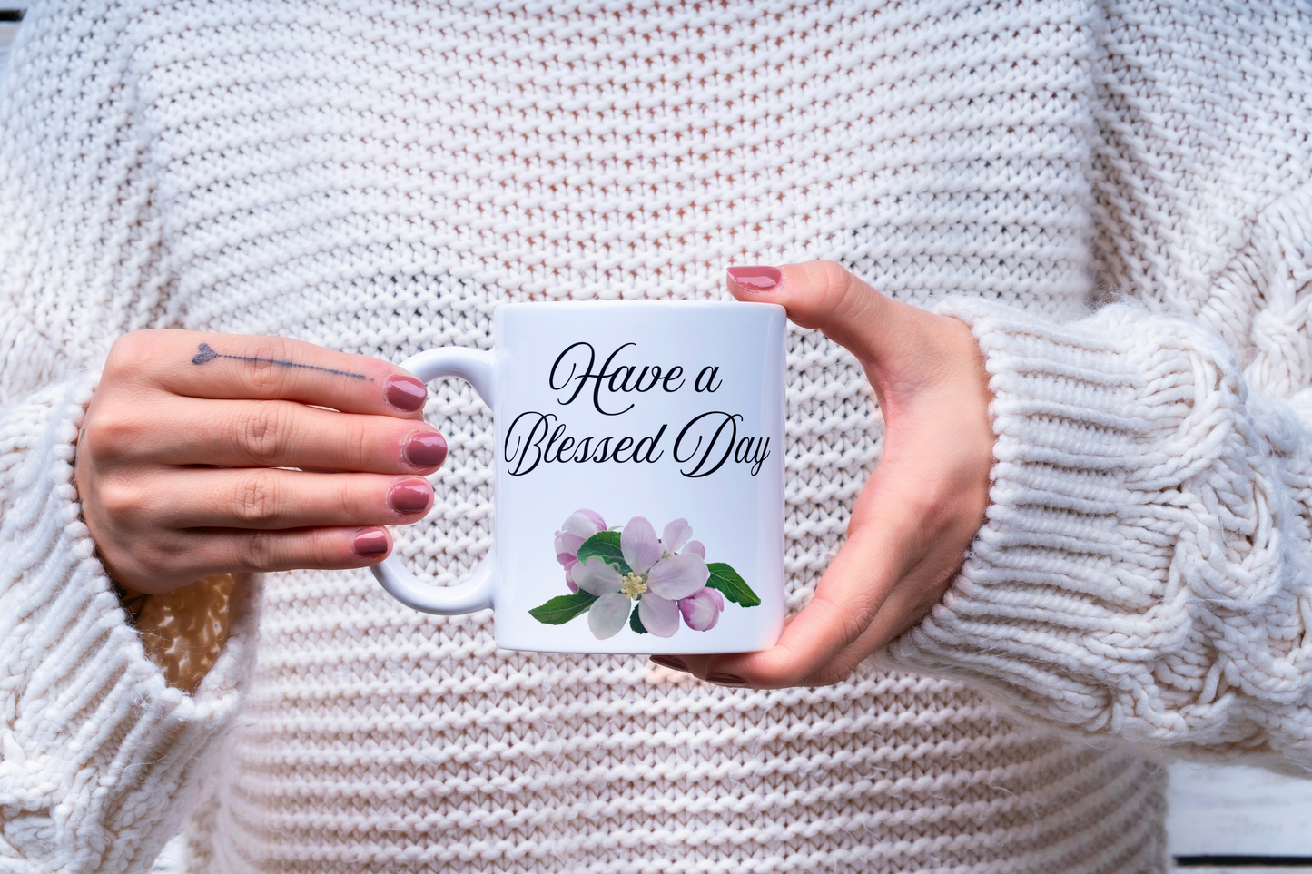 Have a Blessed Day Coffee Cup, Floral Tea Mug Gift for Her, Inspirational Quote Mug, Mother's Day Gift, Positive