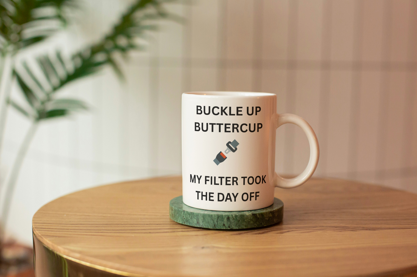 Funny Ceramic Mug, Sarcastic Coffee Cup, Buckle Up Buttercup, My Filter Took the Day Off, Novelty Gift for Coworker, 11oz,