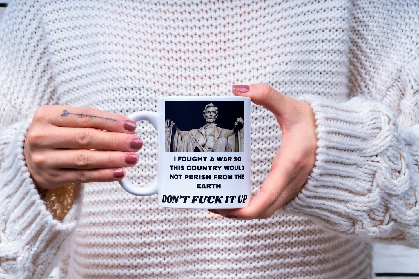 Abraham Lincoln Quote Ceramic Mug, Patriotic President Tea Cup, Keep Country Together Gift, Civil War History Coffee Mug, Unique Political