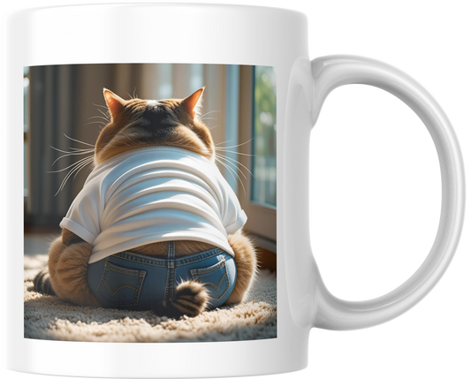 Cute Cat Ceramic Mug | Perfect Gift for Cat Lovers | Funny, Personalized Drinkware | Home Kitchen Decor, Pet Lover's Coffee Mug Funny Cat, Fat Cat