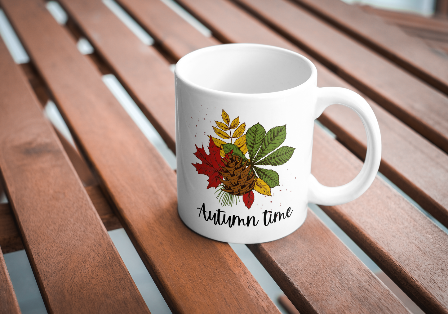 Autumn Vibes Ceramic Mug - Fall Leaves Design, Cozy Coffee Cup, Pumpkin Spice Mug, Seasonal Home Decor, Gifts for Her