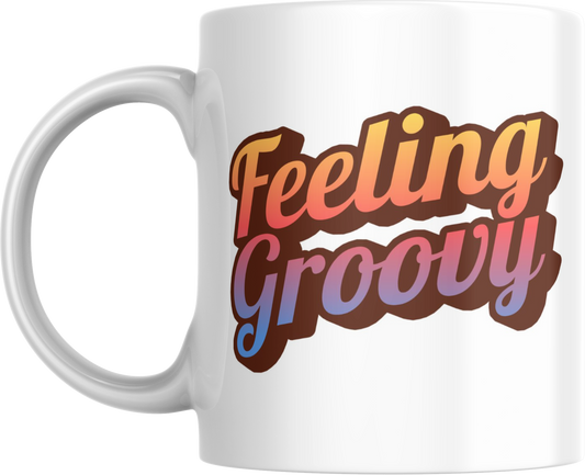 Retro Ceramic Mug, Feeling Groovy Coffee Cup, 70s Vibes Tea Mug, Hippie Gift, Cool Vintage Drinkware, Colorful Kitchen Decor