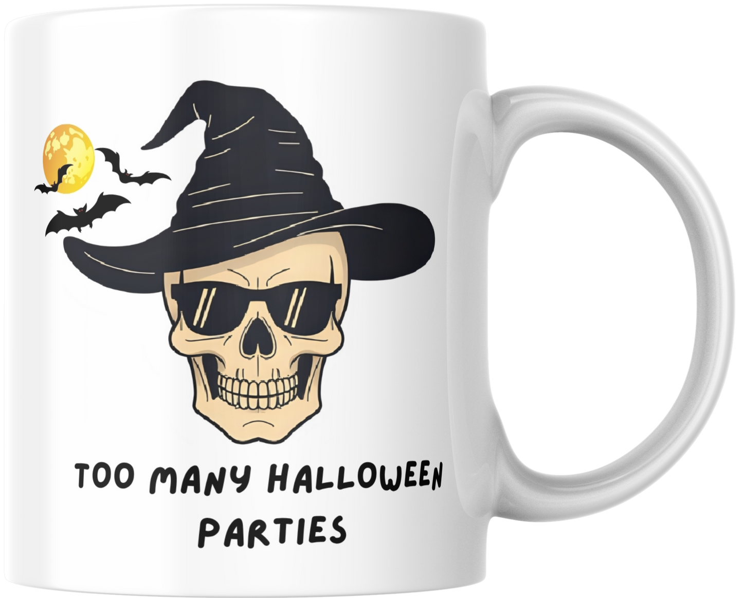 Halloween Witchy Skull Ceramic Mug, Halloween Party Decor, Festive Coffee Cup, Spooky Tea Mug, Witch Hat Mug, Sunglasses Skull Cup,