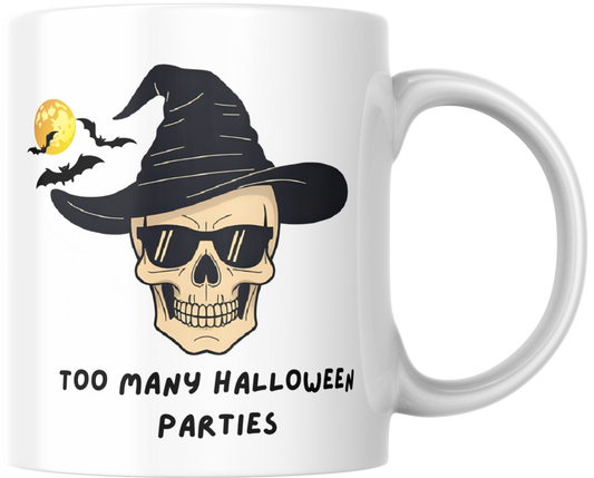 Halloween Witchy Skull Ceramic Mug, Halloween Party Decor, Festive Coffee Cup, Spooky Tea Mug, Witch Hat Mug, Sunglasses Skull Cup,