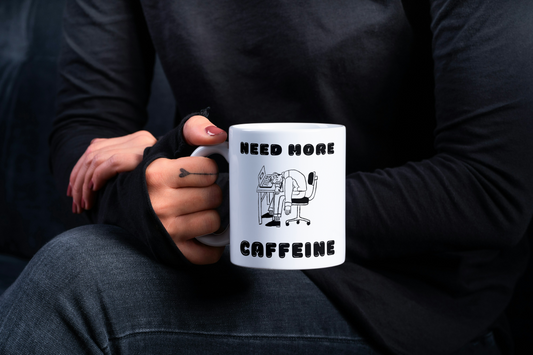 Ceramic Mug, Funny Office Worker Coffee Cup, Office Humor Gift, Work from Home, Caffiene Fix, Novelty Mug