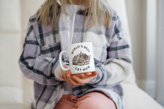 Cat Mom Mug, Funny Cat Lover Coffee Cup, Cute Kitty Mother's Day Gift, Cat Owner Birthday Present, Ceramic Mug with Cat Design