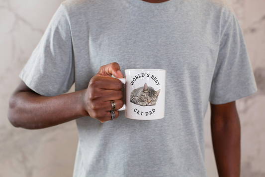 Cat Lover Ceramic Mug - Best Cat Dad Gift for Pet Owners, Coffee Lover, Birthday, Father's Day