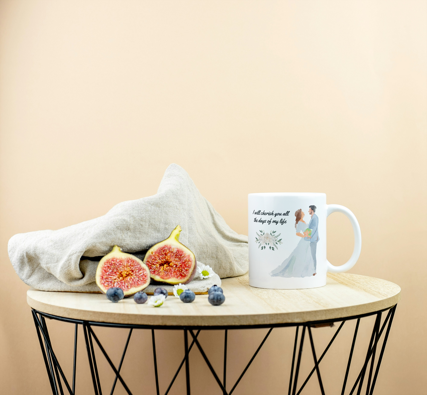 Romantic Couple Ceramic Mug - I Will Cherish You All of My Life, Anniversary Gift, Wedding Present, Love Tea Cup, Valentine's Day Mug,