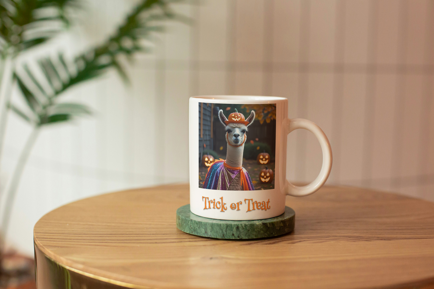 Llama Ceramic Mug, Halloween Costume Cup, Trick or Treat Coffee Mug, Funny Animal Tea Cup