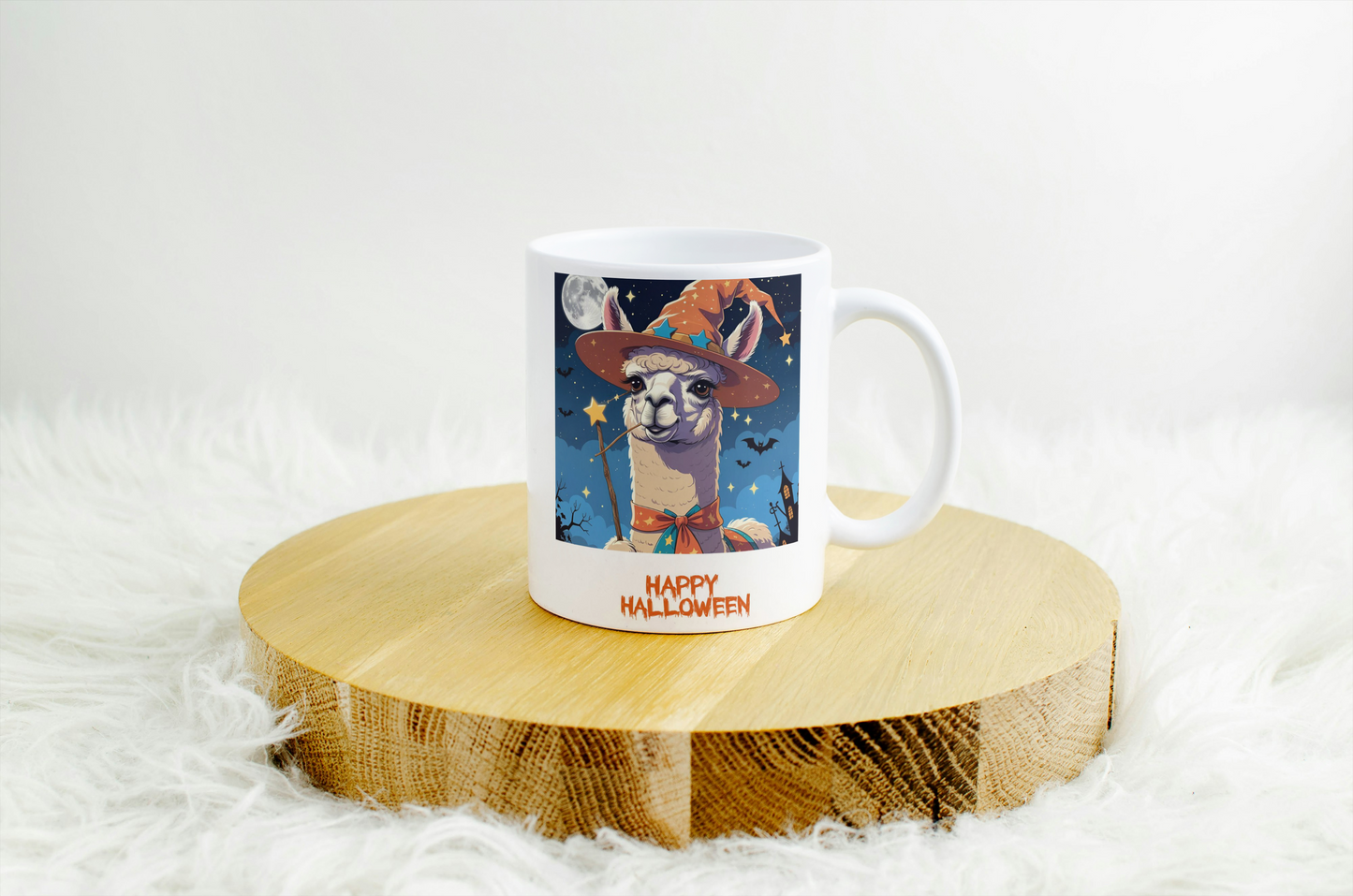 Llama Halloween Ceramic Mug, Spooky Witch Costume Coffee Cup, Trick or Treat Tea Mug, Halloween Gift, Witchy Decor, Fall Kitchen Accessories