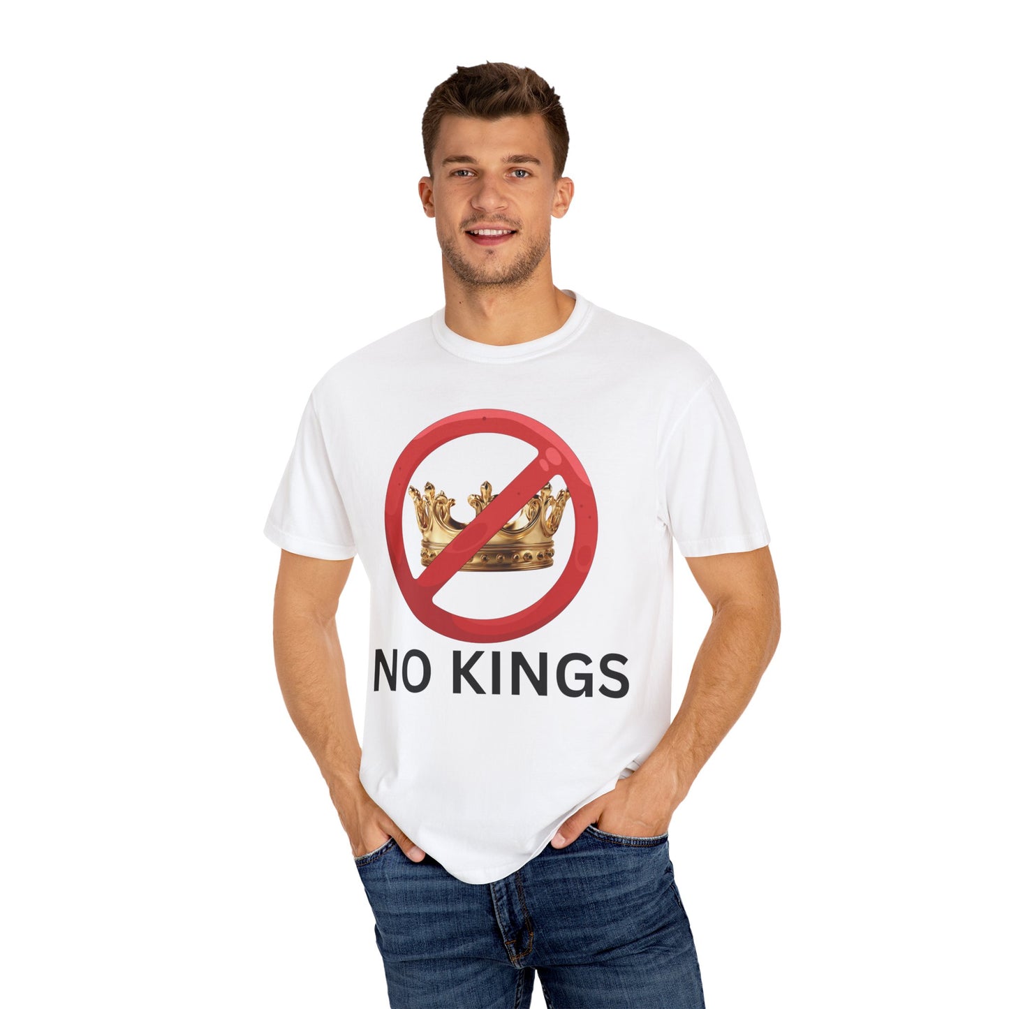 No Kings Unisex Garment-Dyed T-Shirt, Political Protest Mug, Opposing threat to Constitution and Separation of powers