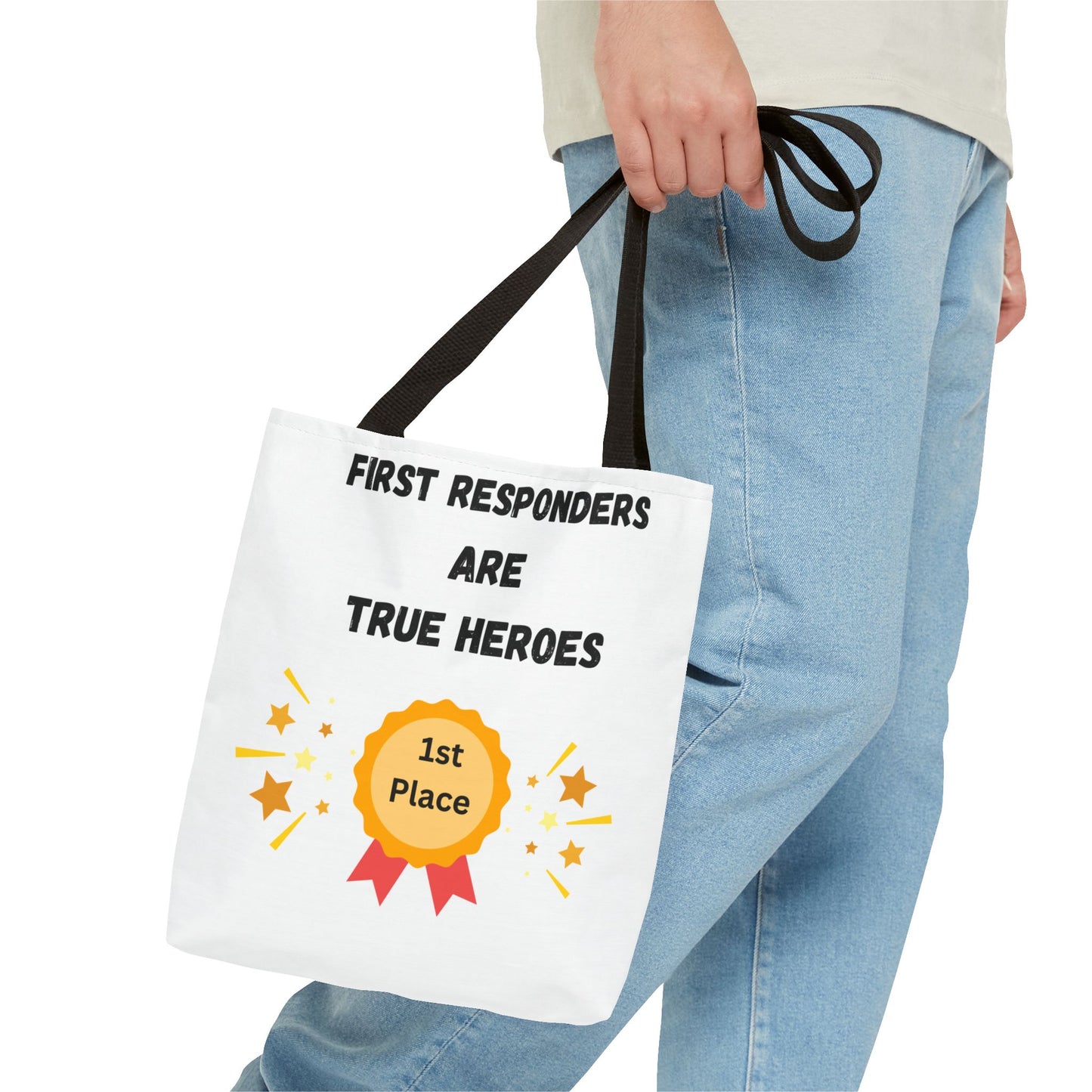 First Responders Hero Tote Bag, Appreciation Gift, Durable Shopping Bag, 1st Place Recognition, Perfect for Nurses, Firefighters, and EMTs