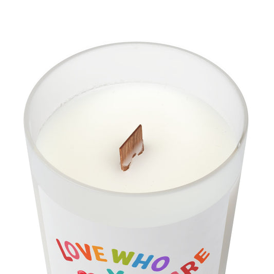 Love Who You Are Frosted Glass Candle — 11oz Affirmation Scented Candle