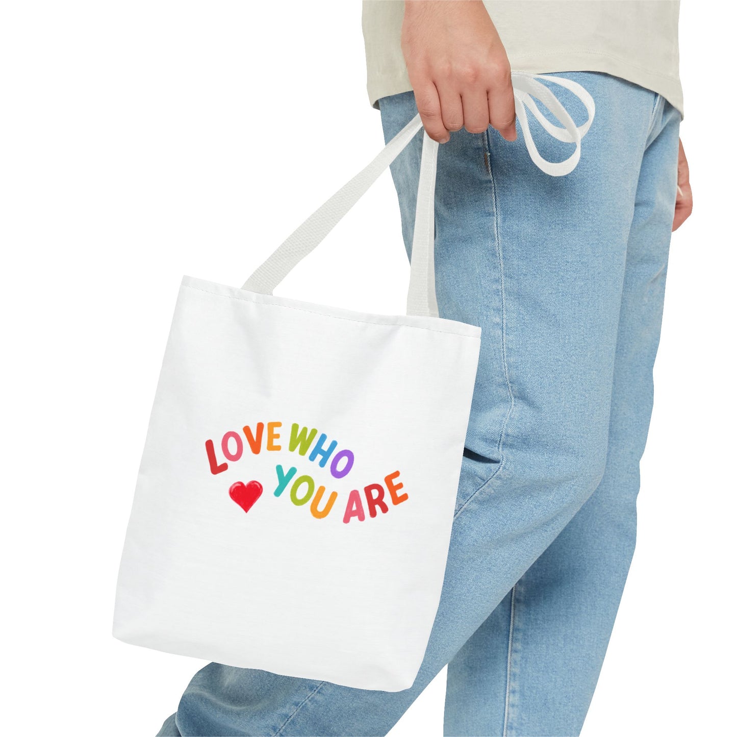Colorful Love Who You Are Tote Bag, Eco-Friendly Shopping Bag, Positive Affirmation, Gift for Friends, Pride, Everyday Use