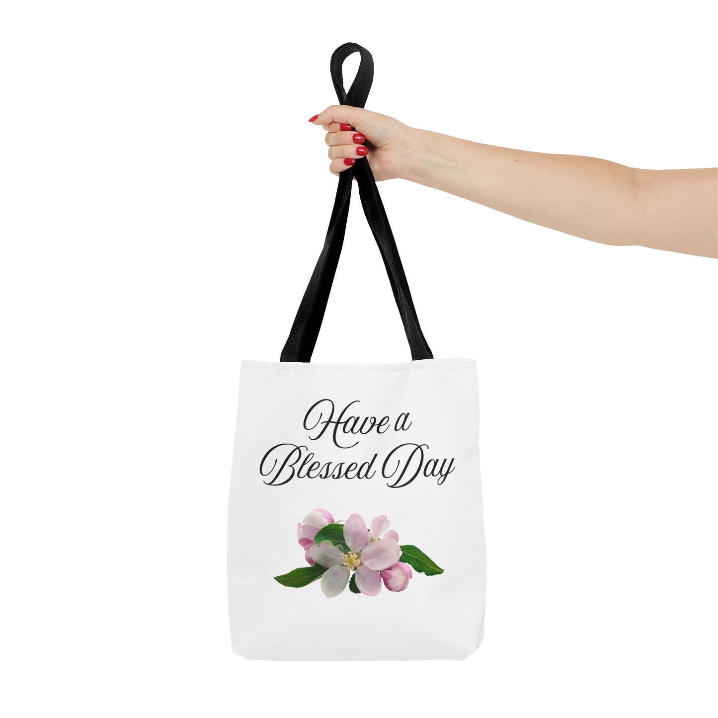 Blessed Day Floral Tote Bag, Inspirational Gift for Her, Shopper Bag, Cute Tote for Women, Everyday Carryall Bag