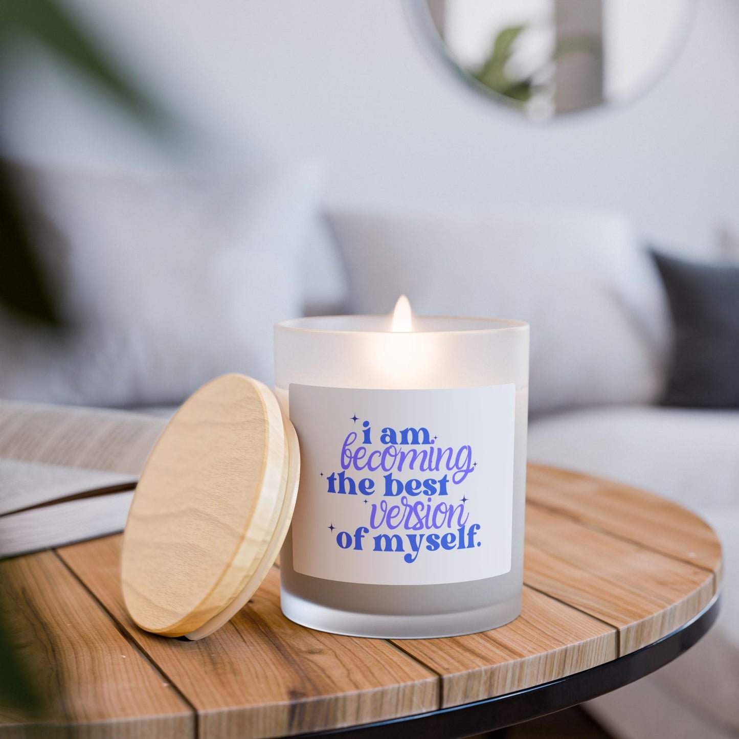 Motivational Quote Candle - Frosted Glass, 11oz, Self-Care Gift, Home Decor, Yoga Accessories, Inspirational Aromatherapy