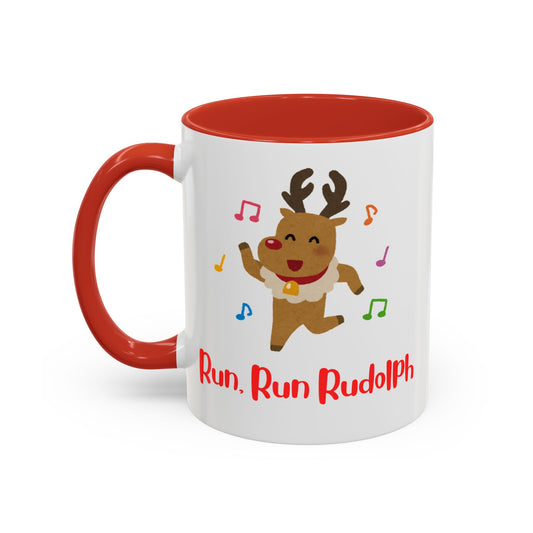 Playful Christmas Coffee Mug - "Run, Run Rudolph"
