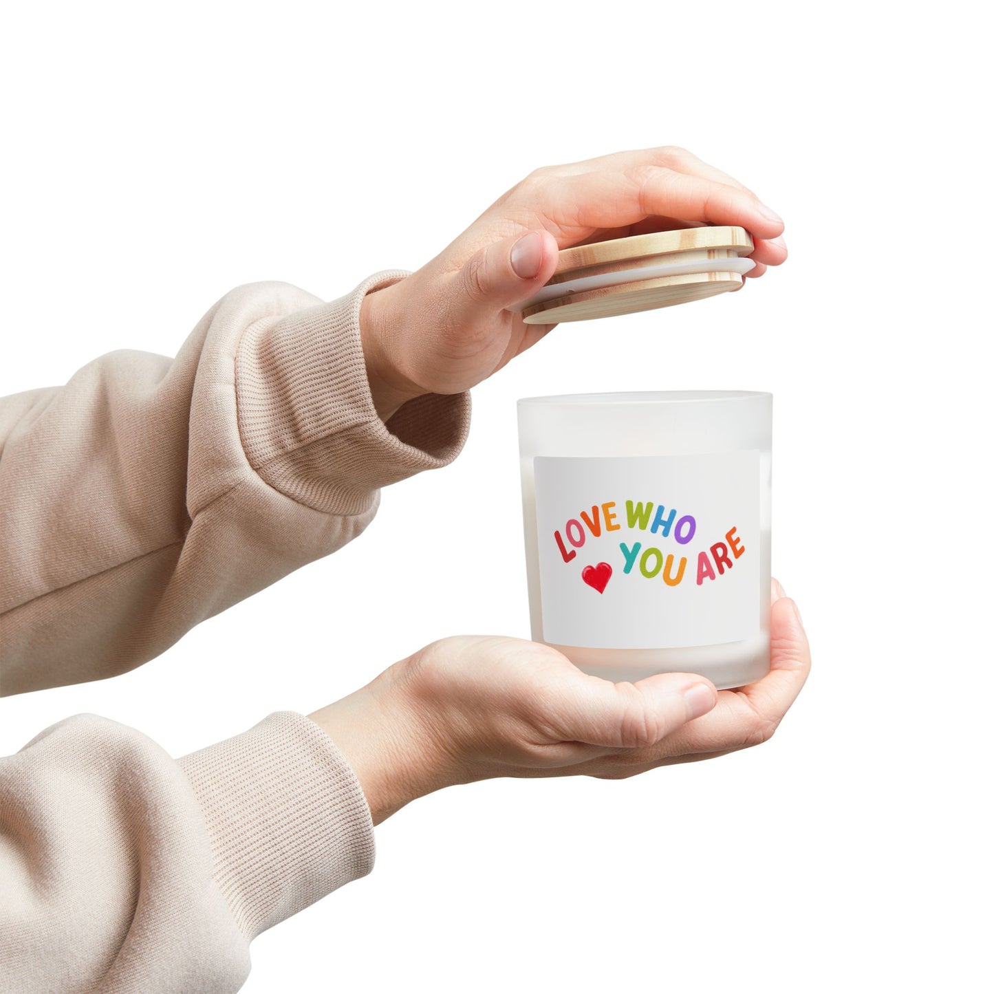 Love Who You Are Frosted Glass Candle — 11oz Affirmation Scented Candle