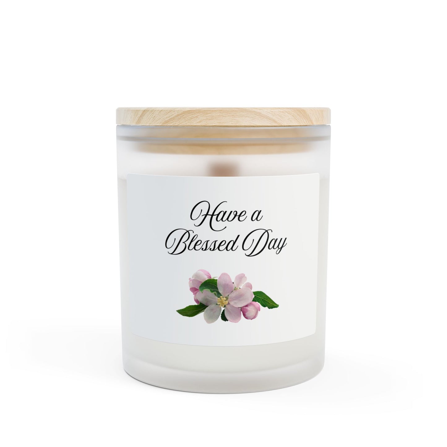 Have a Blessed Day Frosted Glass Candle – 11oz Floral Scented Gift