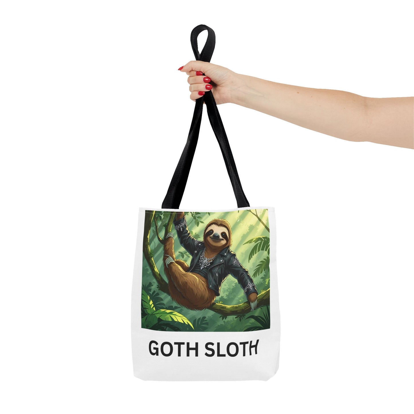Goth Sloth Tote Bag, Cute Sloth Bag, AOP Tote, Eco-Friendly Bag, Gifts for Sloth Lovers, Unique Art Tote